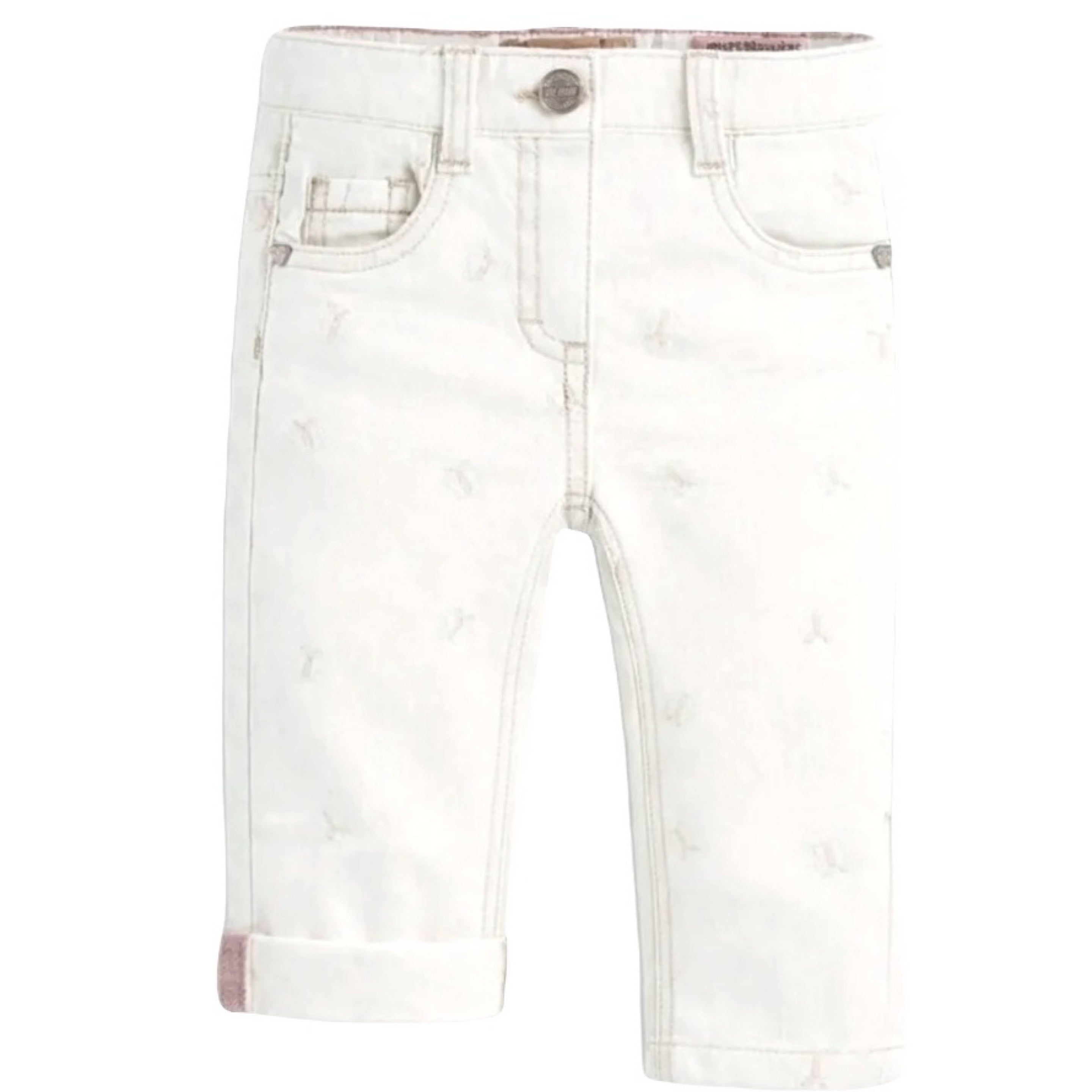 Souris Mini Cream Jeans with Butterfly Embroidery