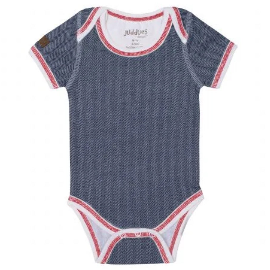 Juddlies Lake Blue Organic Cottage Short Sleeve Bodysuit - Lake Blue