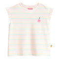 Souris Mini Cream Sleeveless Shirt with Colorful Stripes