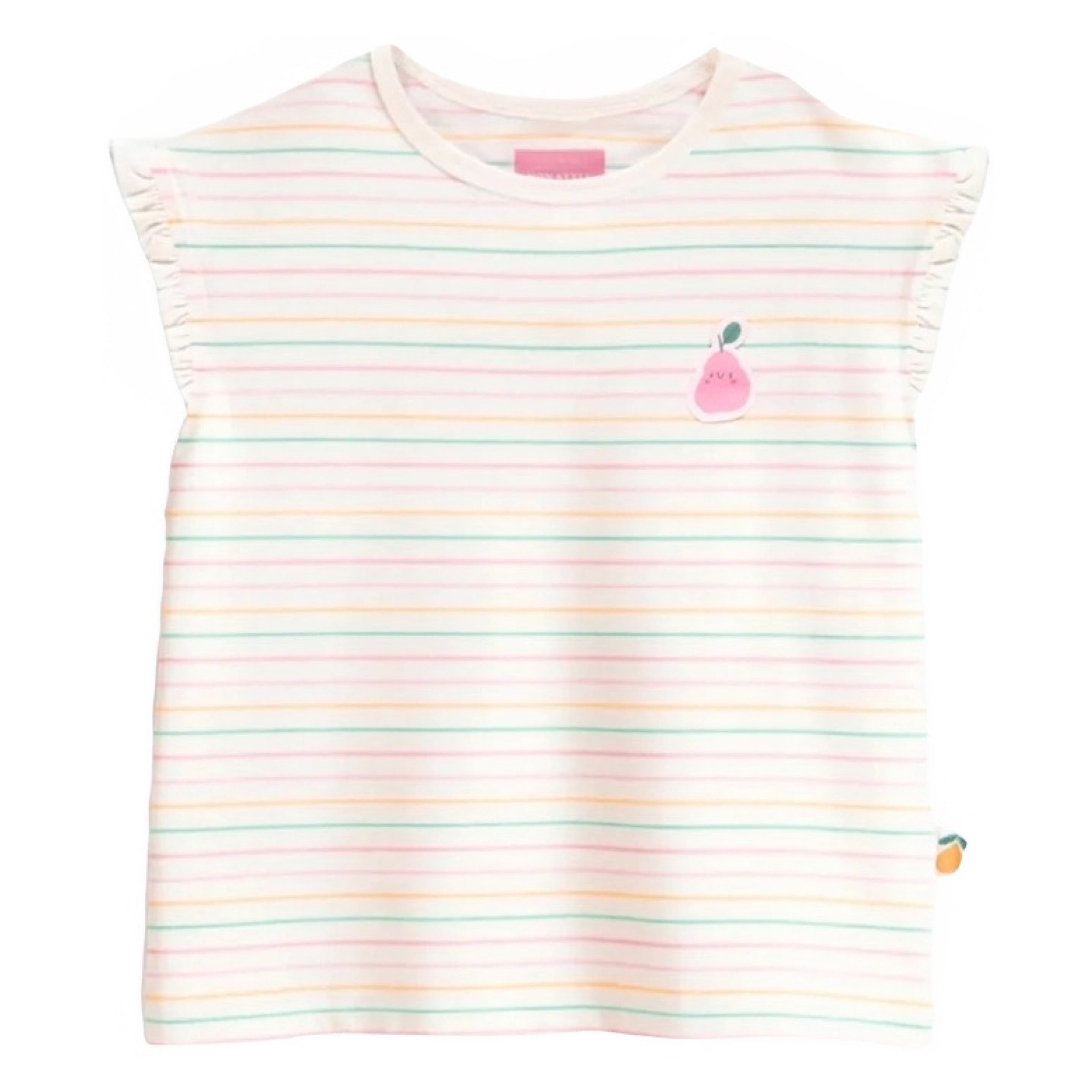 Souris Mini Cream Sleeveless Shirt with Colorful Stripes
