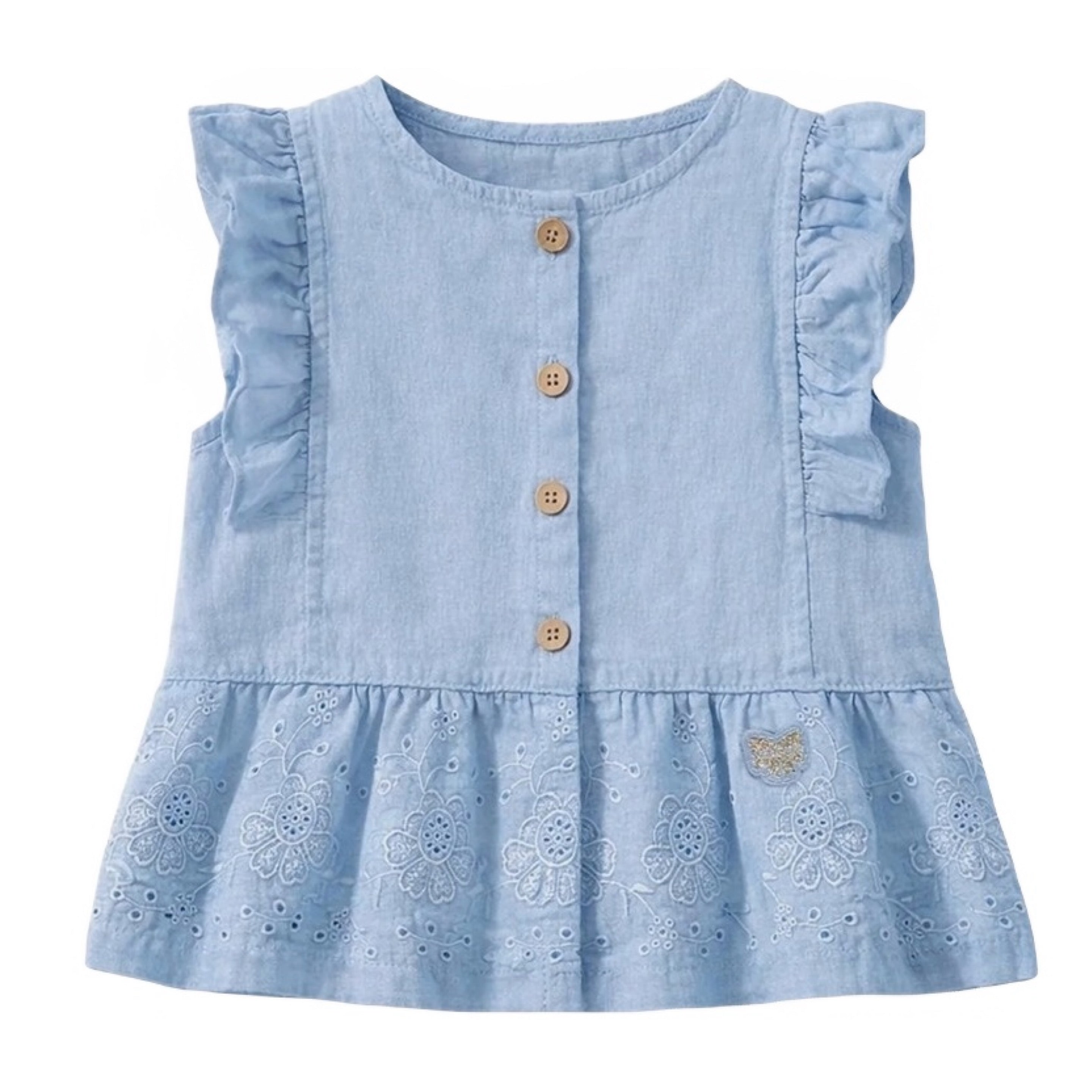 Souris Mini Blue Blouse with Broderie Anglaise