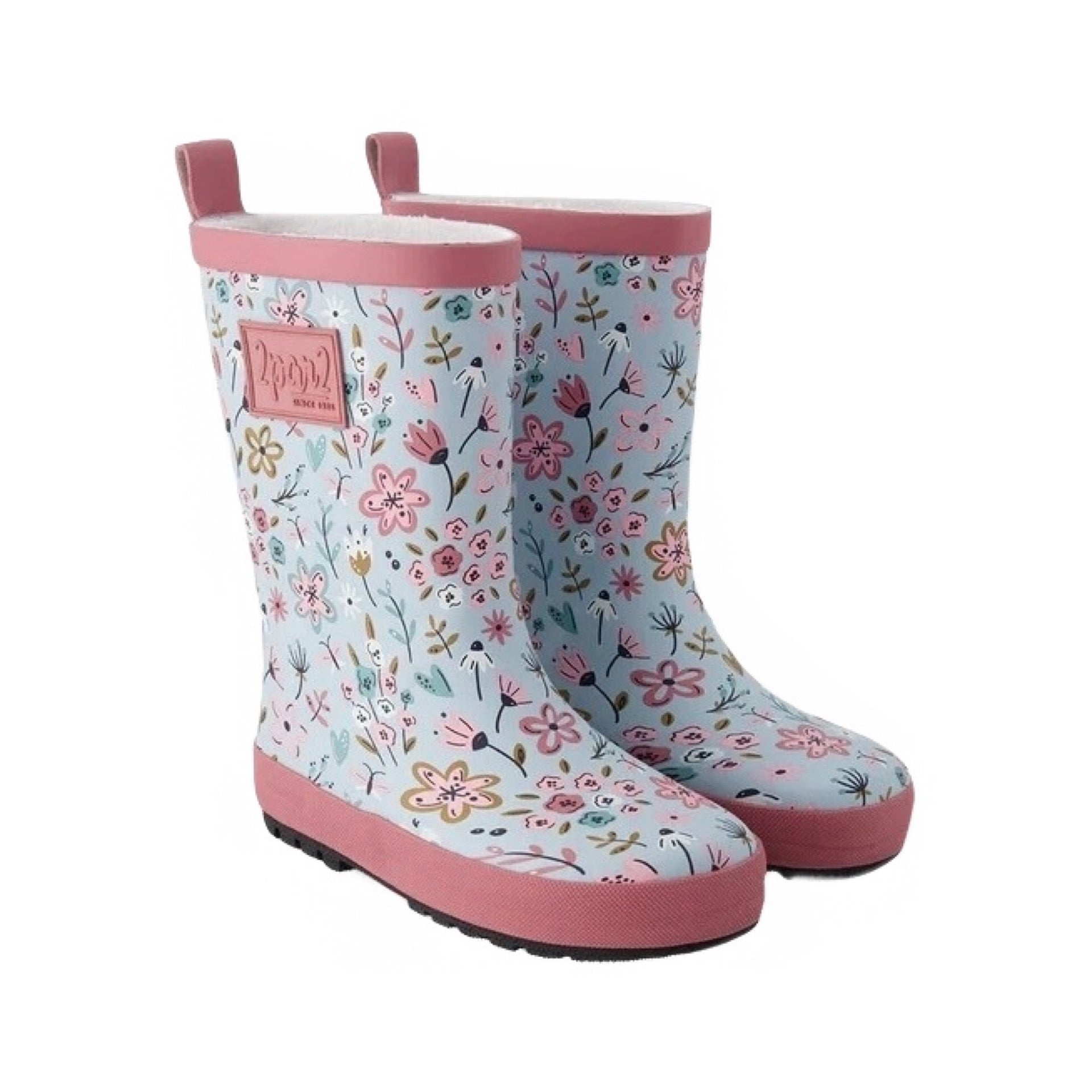 Deux Par Deux Blue Mini Flower Rain Boots