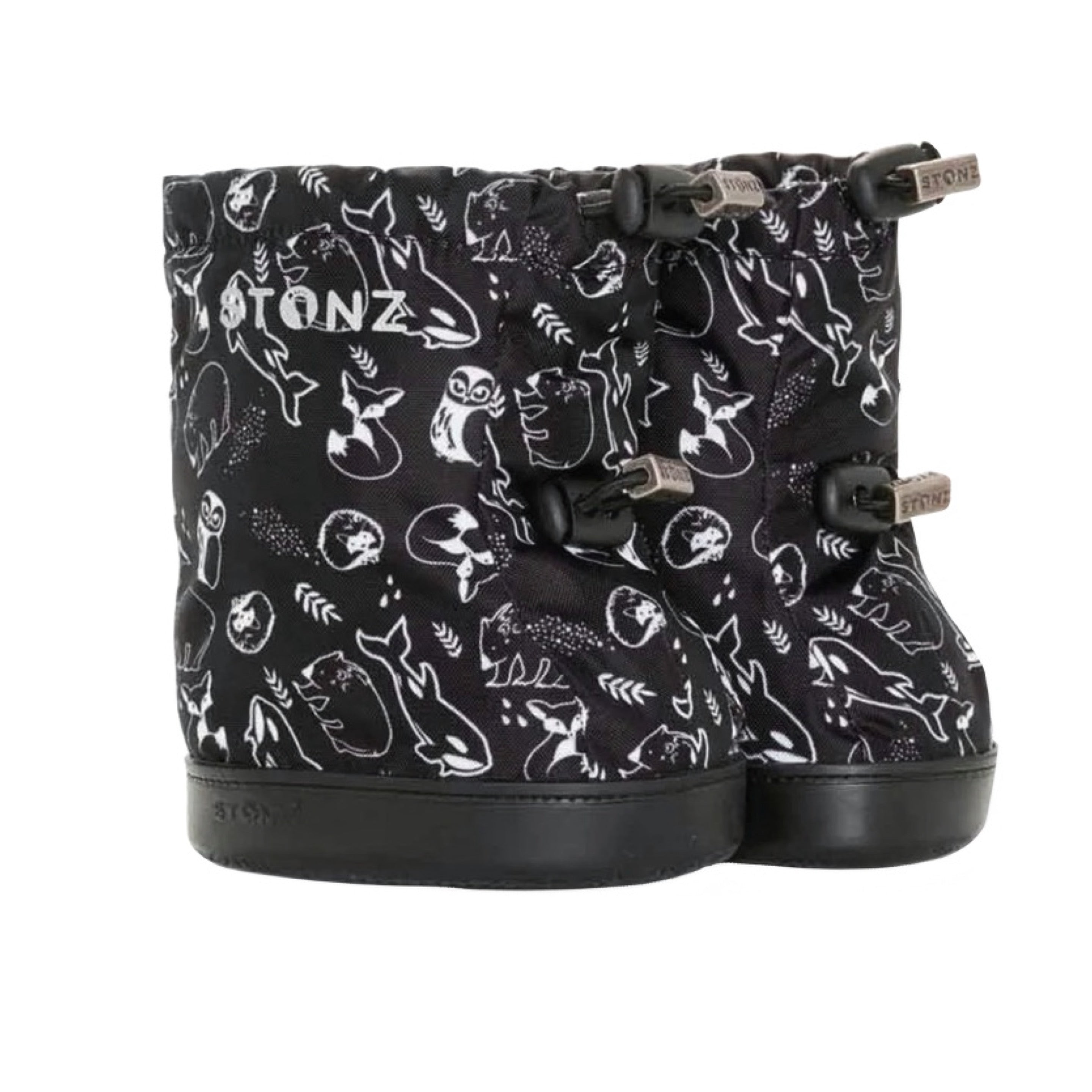 Stonz Black Geo Print Baby Booties