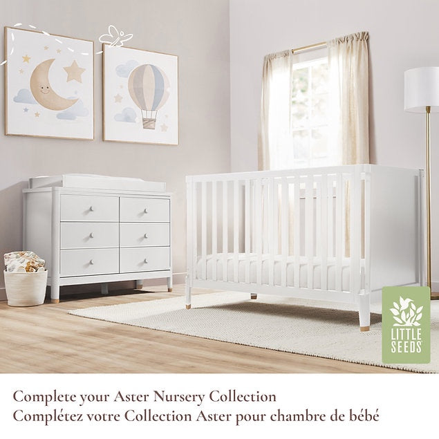 Little Seeds KD Double Dresser Topper Change Table Top White (Laurel and Aster) - Online Exclusive