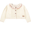 Souris Mini Cream Knit Cardigan with Ruffle