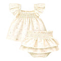 Souris Mini Cream Checkered Two Piece with Floral Pattern