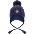 Deux Par Deux Lined Winter Hat with Pompom Navy Blue