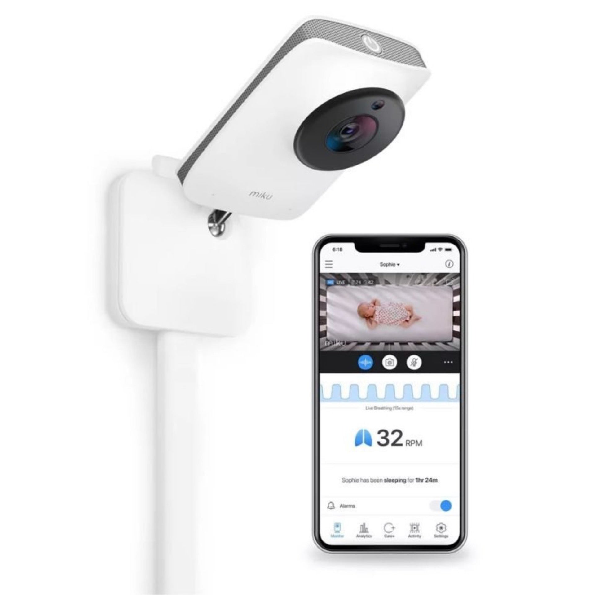Miku Pro Smart Baby Monitor with Wall Mount Kit - Online Exclusive