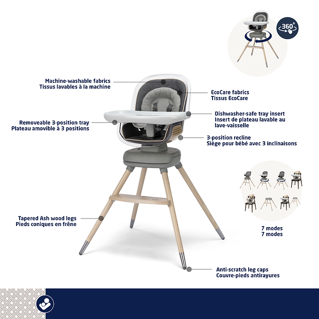 Maxi Cosi Kiskadee 360 Rotating High Chair Onyx Heritage - Online Exclusive