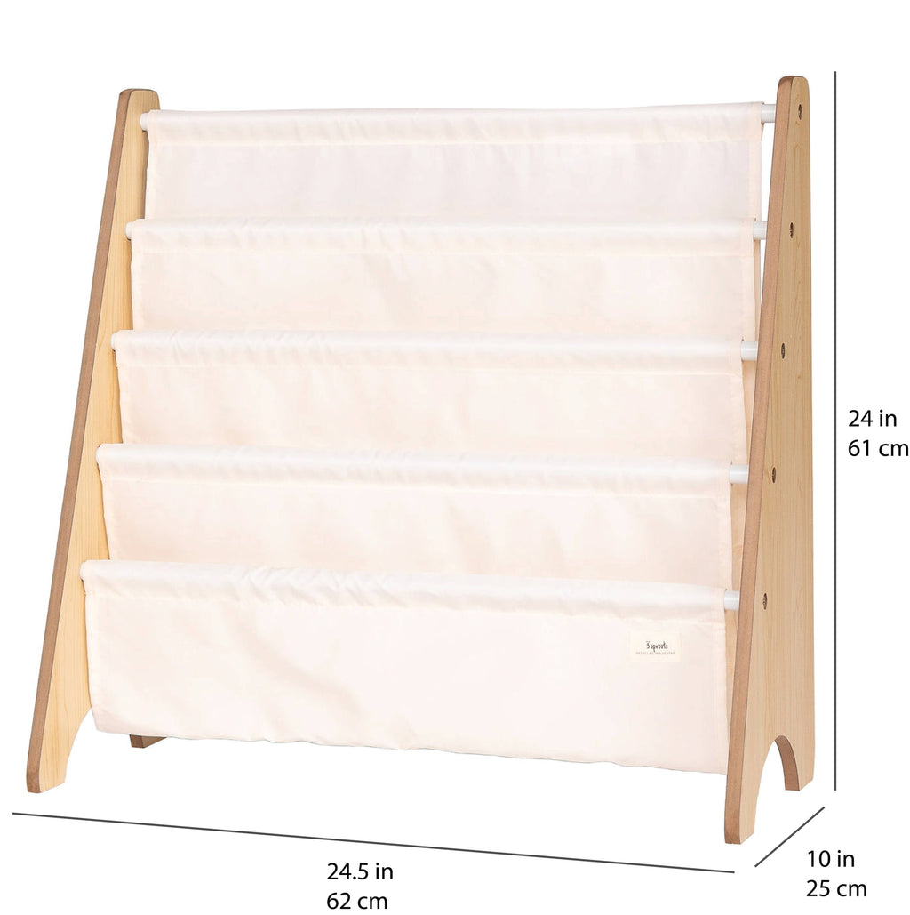 3 Sprouts Kids Bookshelf with Recycled Fabric - Beige